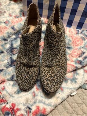 crown & ivy Leopard Print Ankle Booties - Taupe and Black